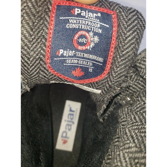 Pajar Canada Earl Flannel-Lined Waterproof Leather‎ Black Boots Size 8.5